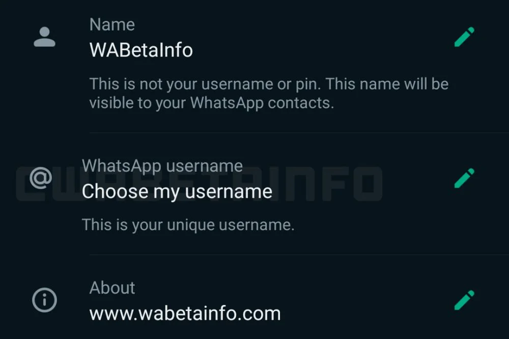 WhatsApp username