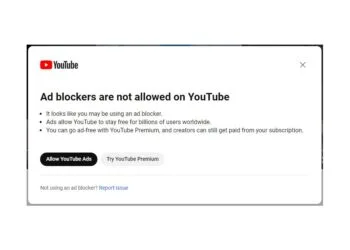 YouTube ad block blocker popup