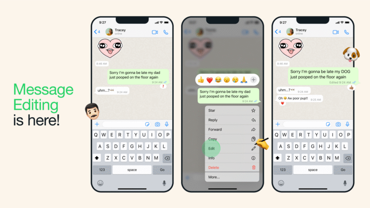 whatsapp edit messages