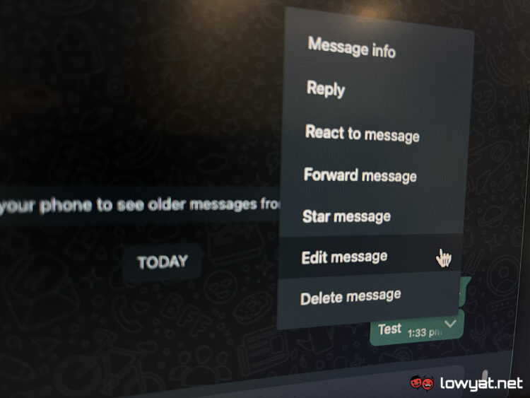 whatsapp web beta edit messages