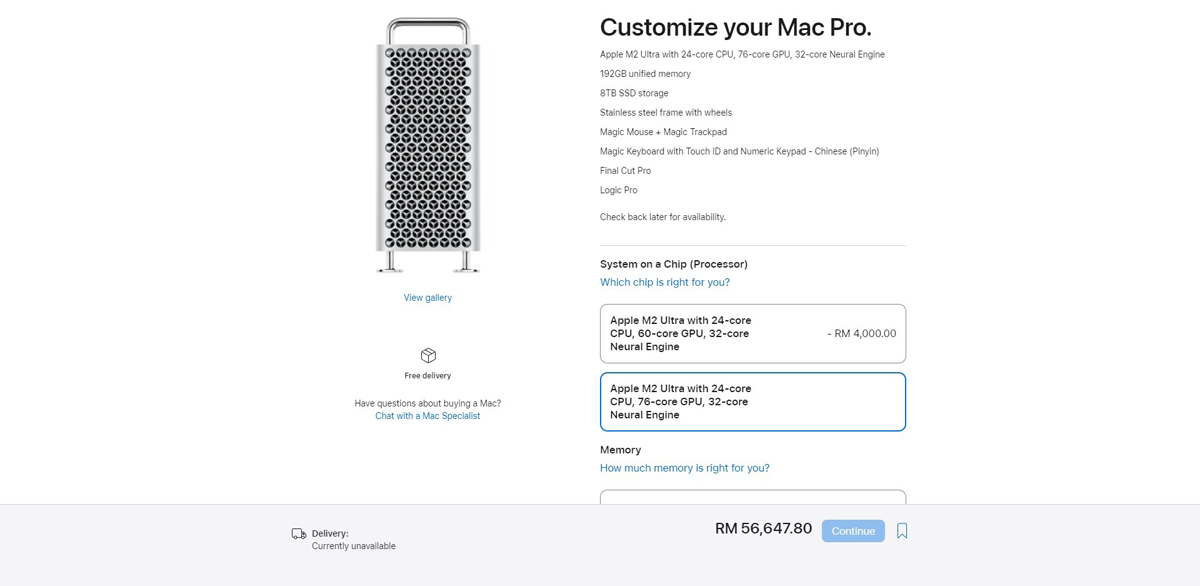 Apple Mac Pro M2 Ultra price Malaysia