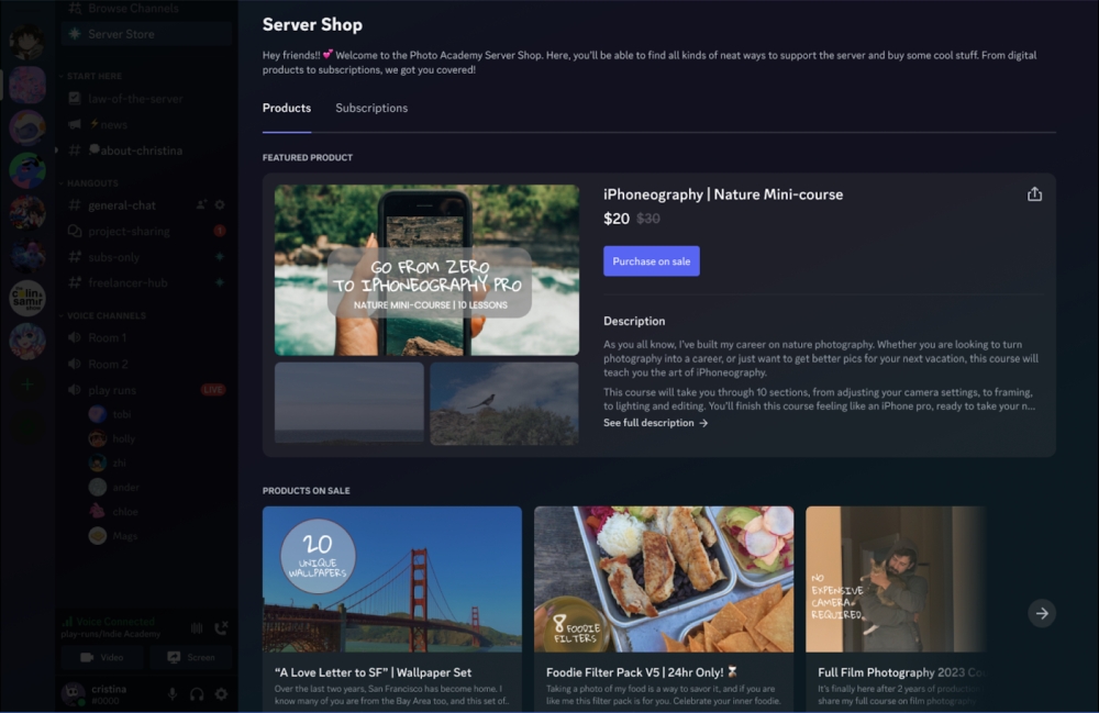 Discord Server Shop Downloadables