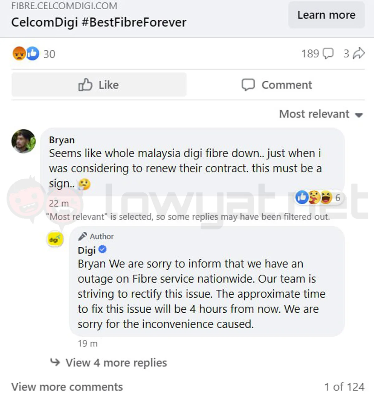 celcomdigi digi fibre outage
