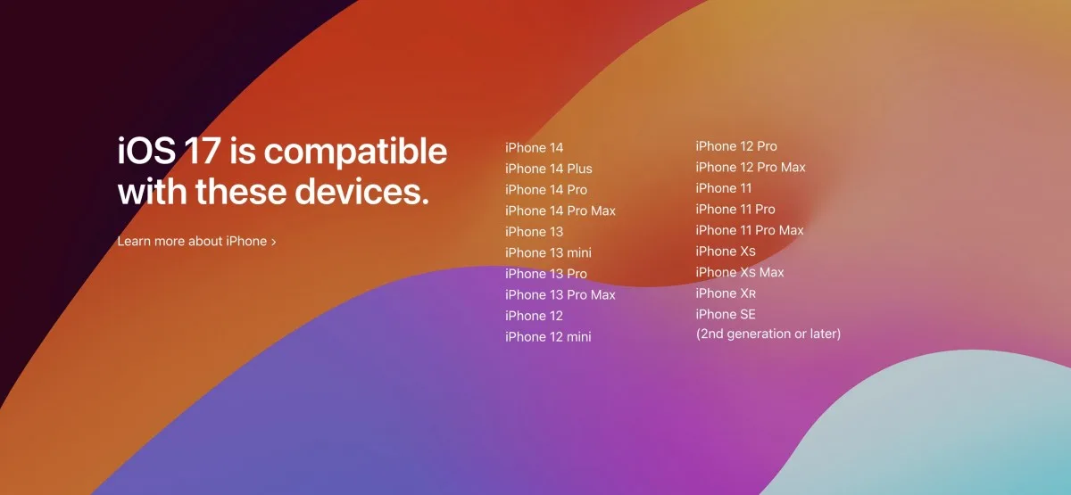 iPhone iPad iOS iPadOS 17 supported devices