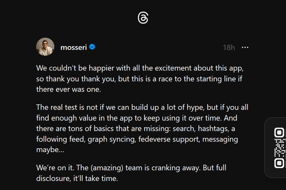 Threads Adam Mosseri missing features