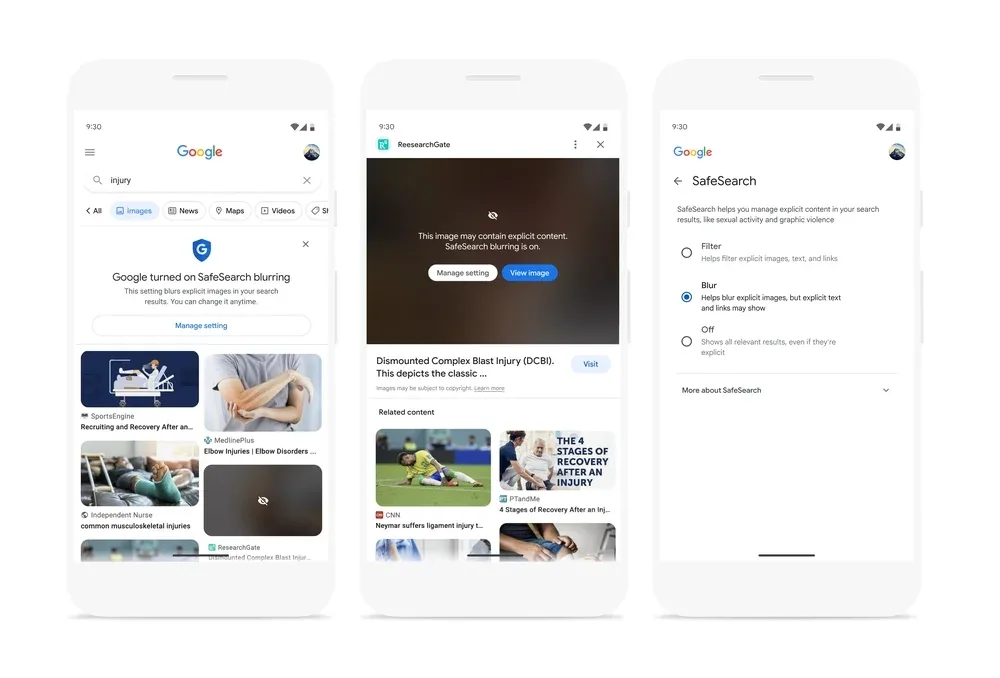 Google SafeSearch blurring