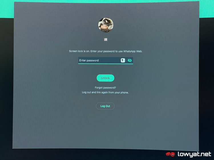 whatsapp web screen lock