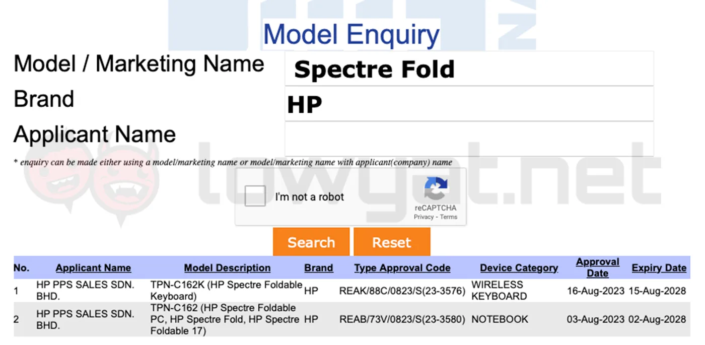 HP Spectre Fold sirim
