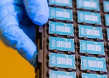 A photo shows glass substrate test units at Intel's Assembly and Test Technology Development factories in Chandler, Arizona, in July 2023. Intel’s advanced packaging technologies come to life at the company's Assembly and Test Technology Development factories. (Credit: Intel Corporation)