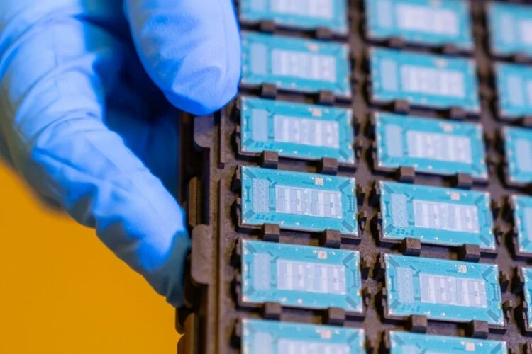 A photo shows glass substrate test units at Intel's Assembly and Test Technology Development factories in Chandler, Arizona, in July 2023. Intel’s advanced packaging technologies come to life at the company's Assembly and Test Technology Development factories. (Credit: Intel Corporation)