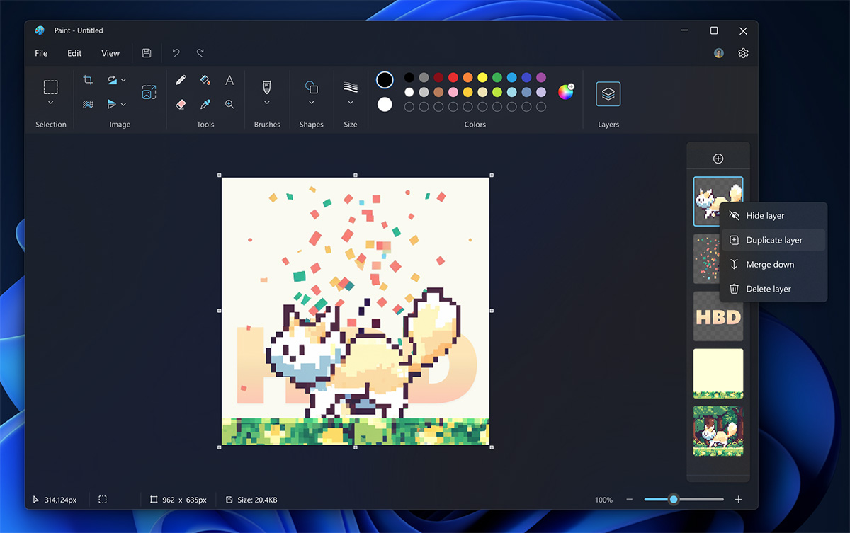 Microsoft Windows MS Paint update