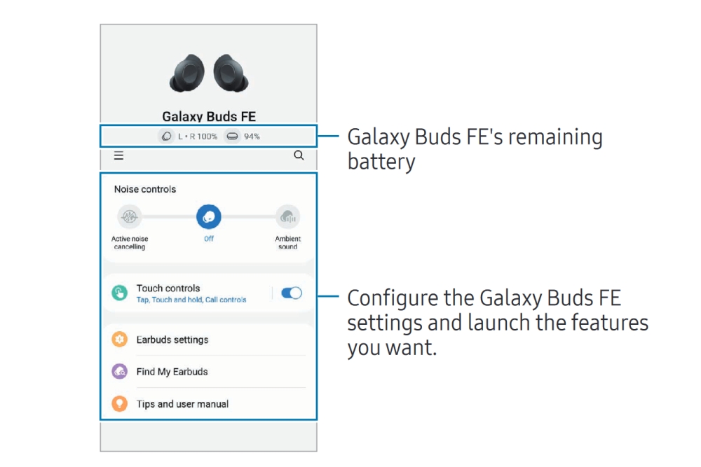 Samsung Galaxy Buds FE manual app