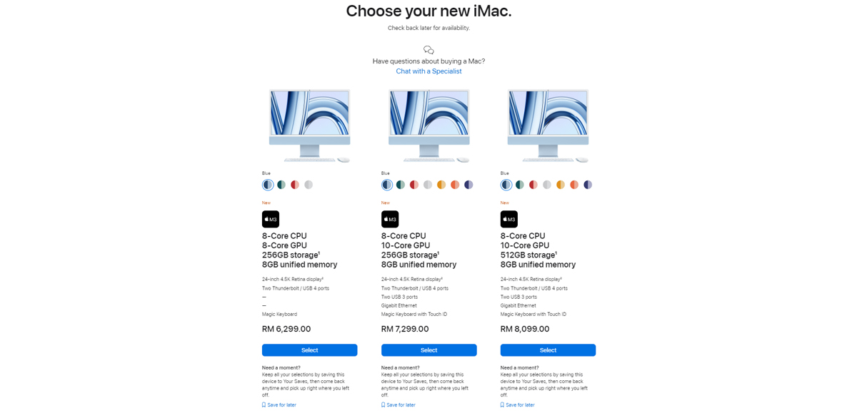 Apple M3 24-inch iMac launch price