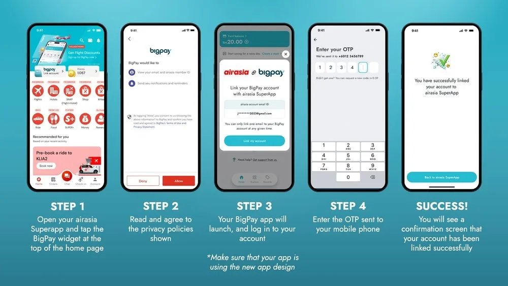 BigPay airasia MOVE link instructions