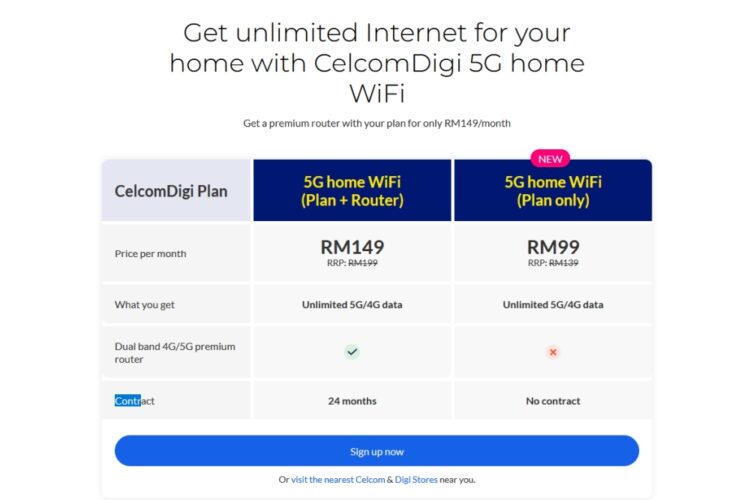CelcomDigi 5G Home WiFi no contract