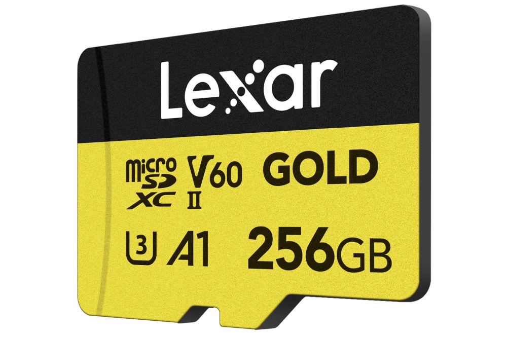Lexar Professional Gold microSDXC angled