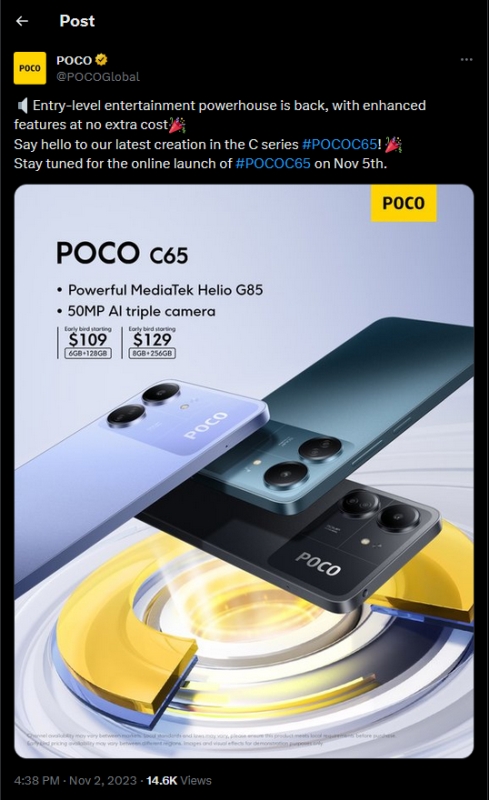 POCO C65 Twitter