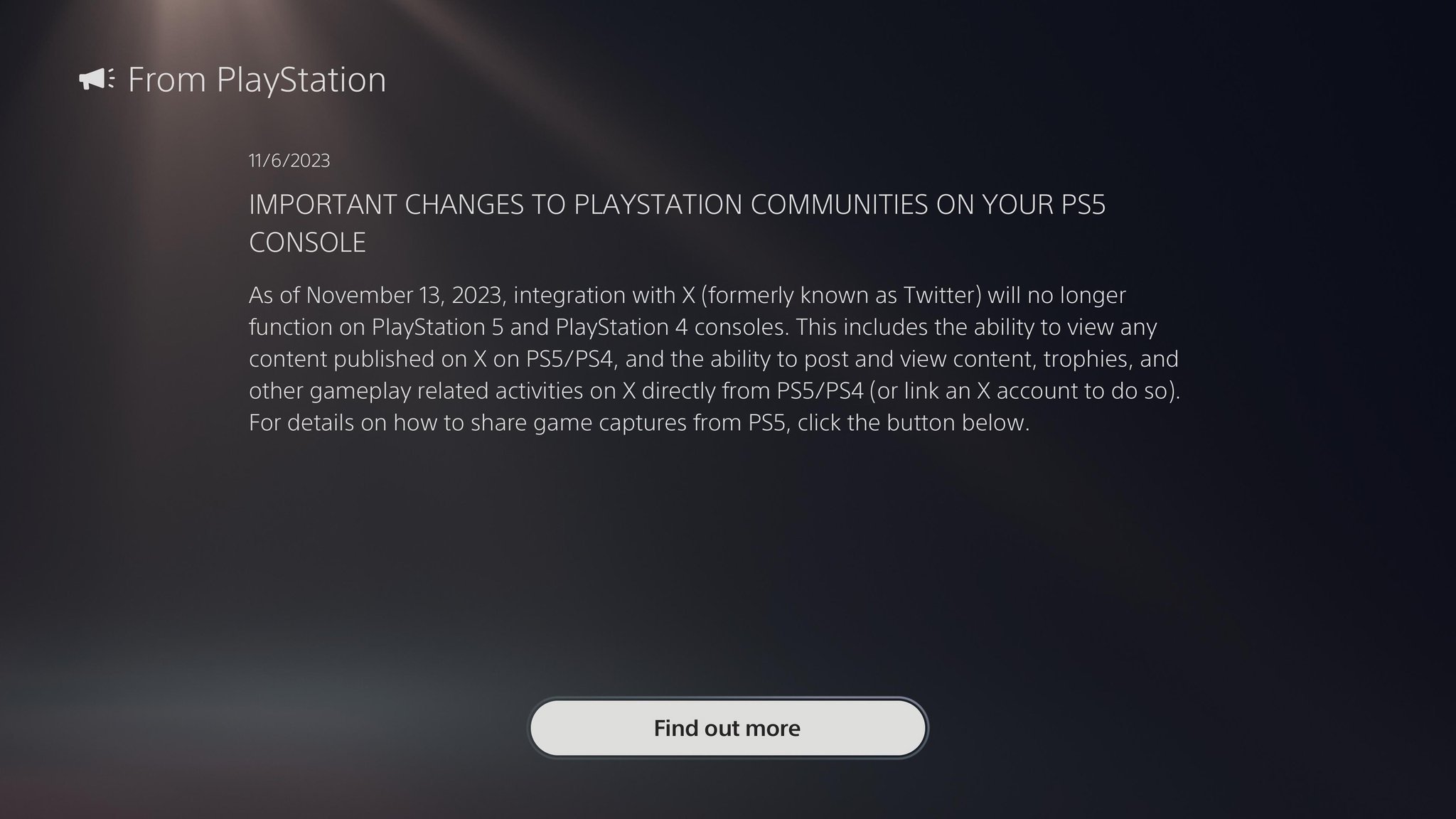 Sony PlayStation 4 5 remove X integration