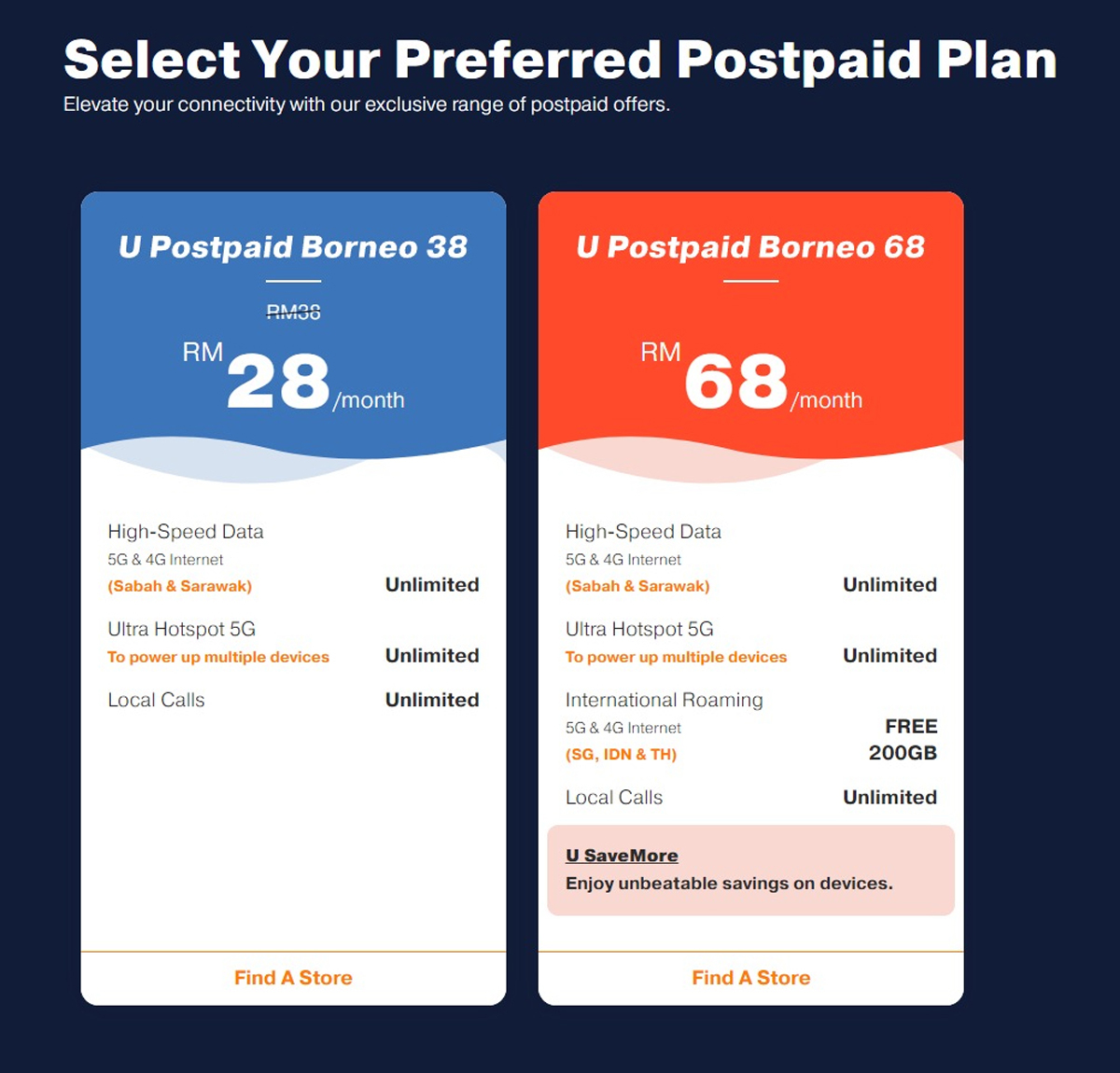 U Mobile Postpaid Prepaid Borneo plans launch