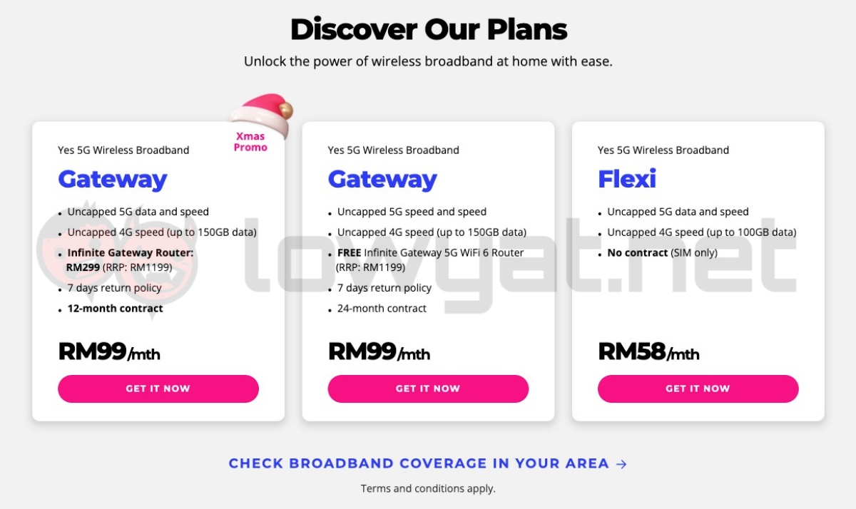 Yes 5G Christmas Wireless Broadband promo