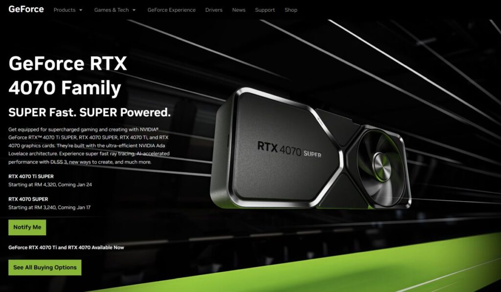 NVIDIA GeForce RTX 40 Super Series Now Official; Starts From RM3,240 ...