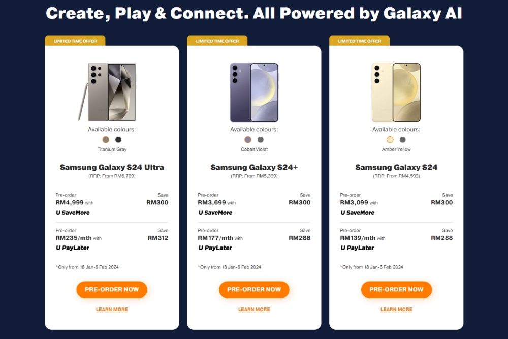 U Mobile Samsung Galaxy S24 pre-order