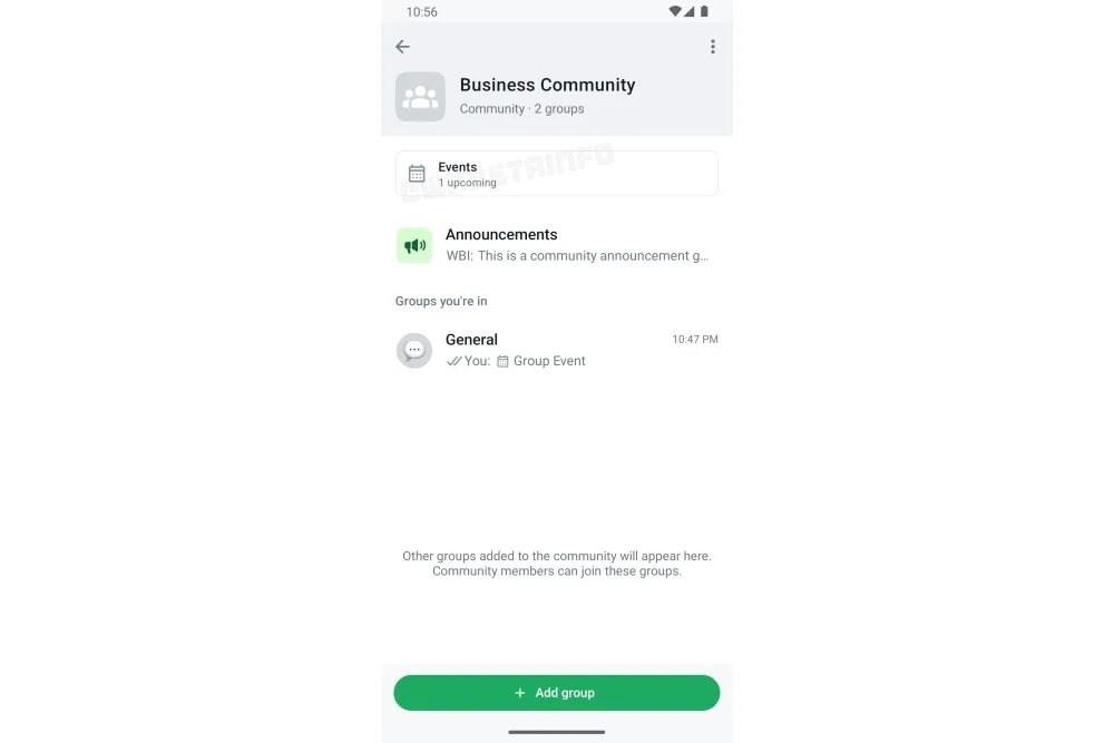 WhatsApp Communities pinned events