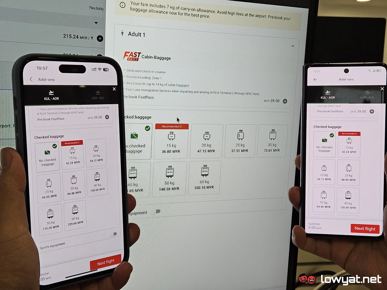 airasia baggage price difference iphone