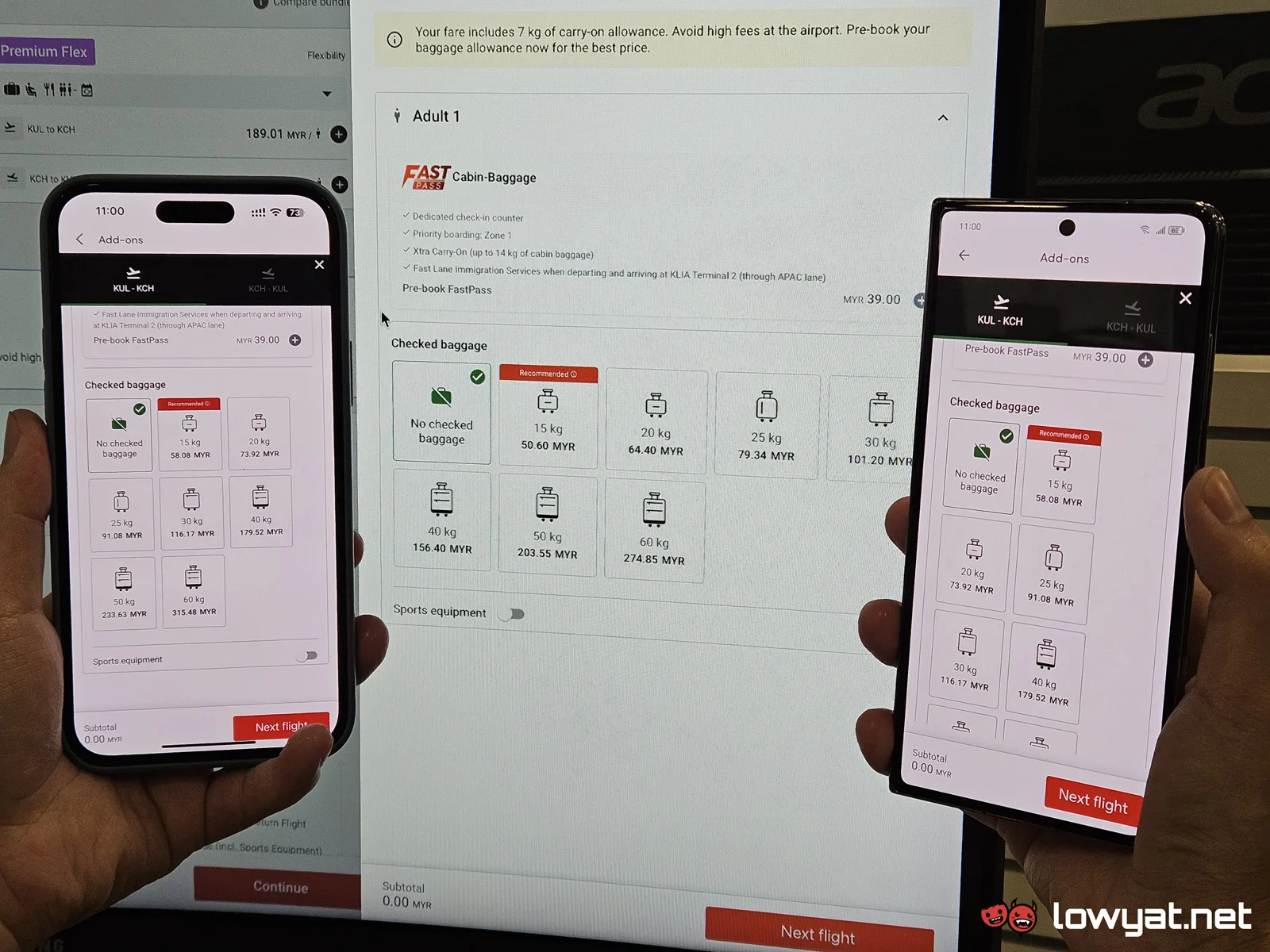 airasia baggage price difference iphone