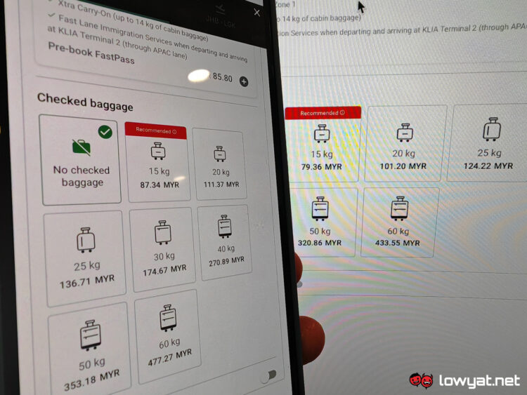 airasia baggage price difference iphone