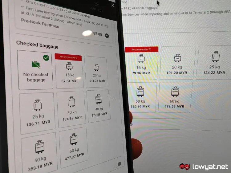 airasia baggage price difference iphone