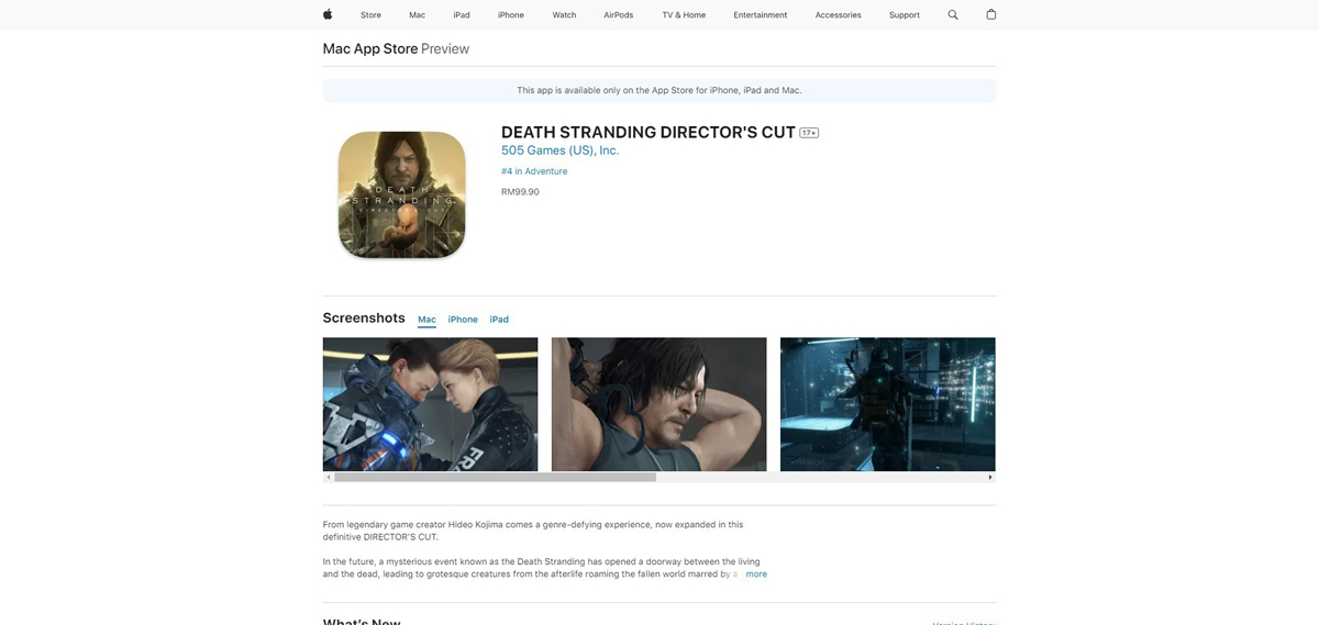 death stranding director cut apple iphone ipad mac price