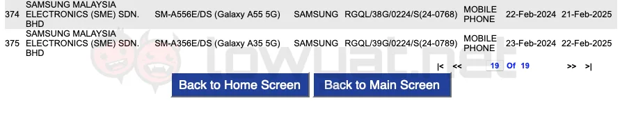 samsung galaxy a55 galaxy a35 sirim