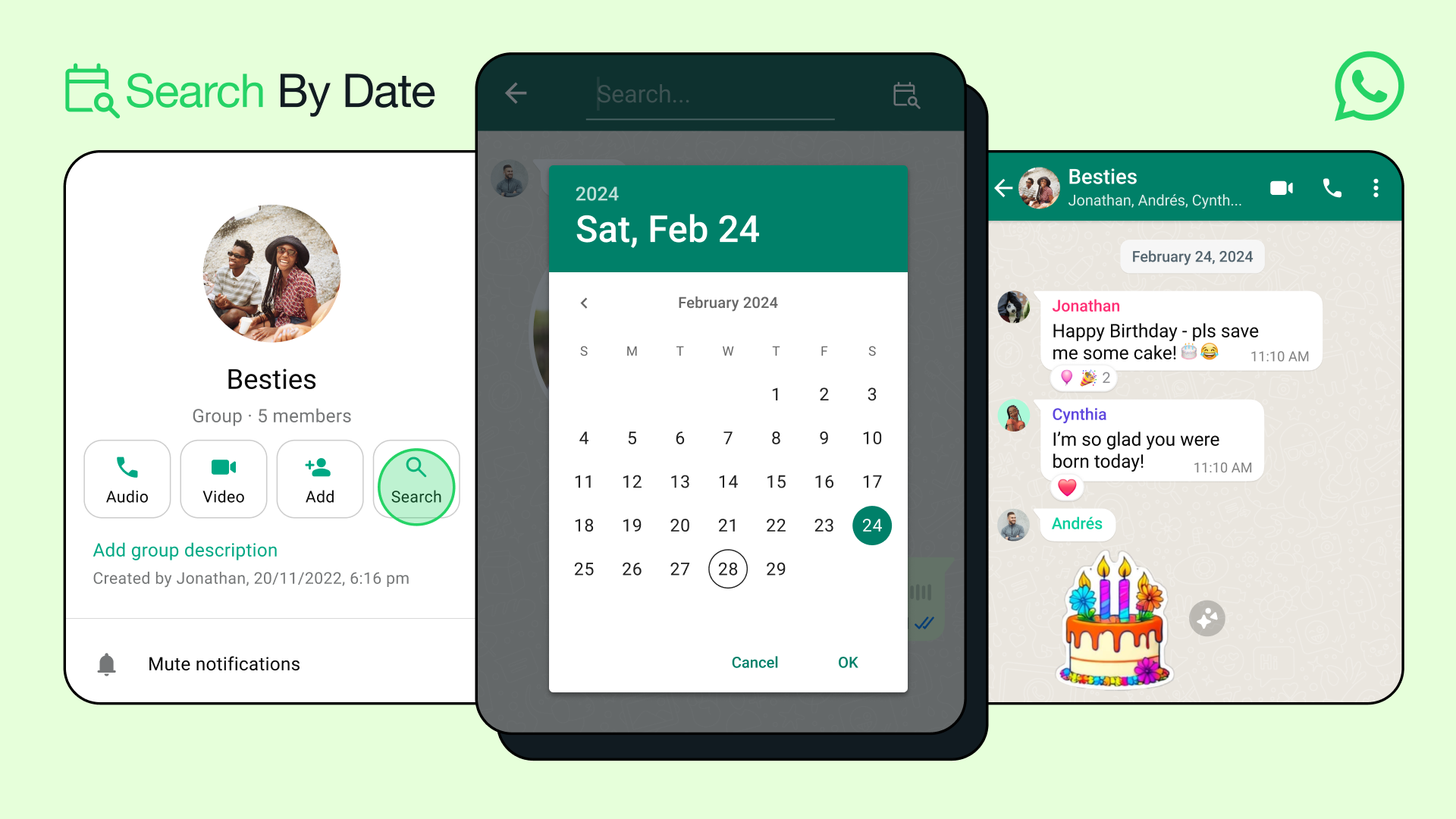 whatsapp search by date