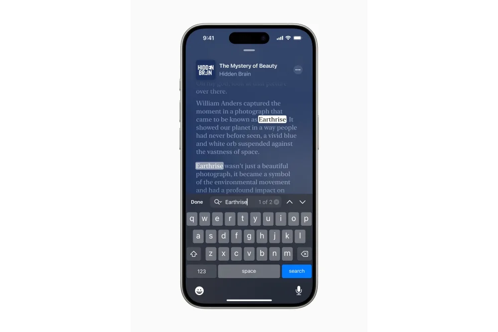 Apple Podcasts transcripts search