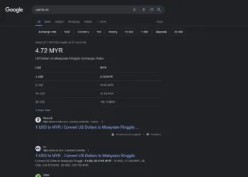 Google currency converter box no RM