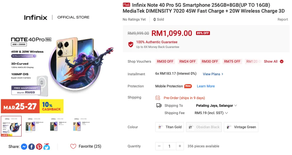 Infinix Note 40 Pro 5G Malaysia price