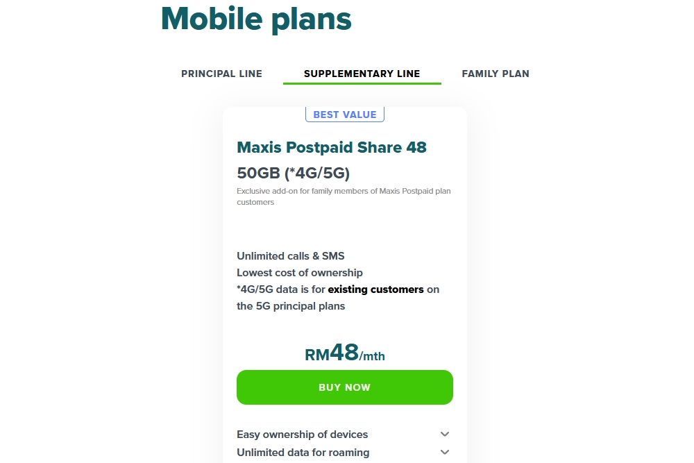 Maxis Postpaid Share 48 bonus data