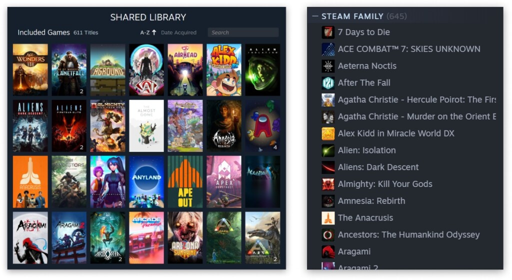 Steam Families shared library