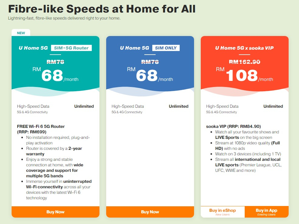 U Mobile new U Home 5G Bundle