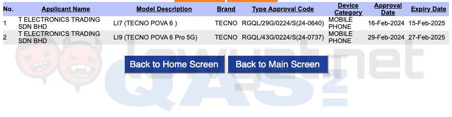 tecno pova 6 pro sirim