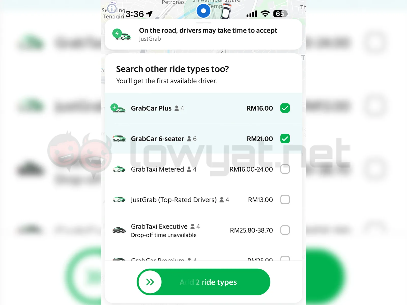 grab book multiple types of rides