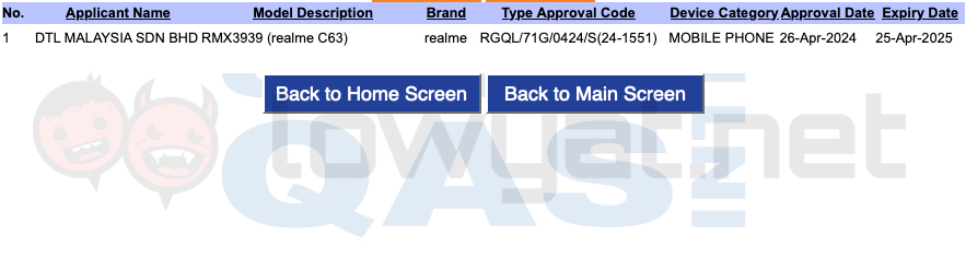 realme c63 sirim