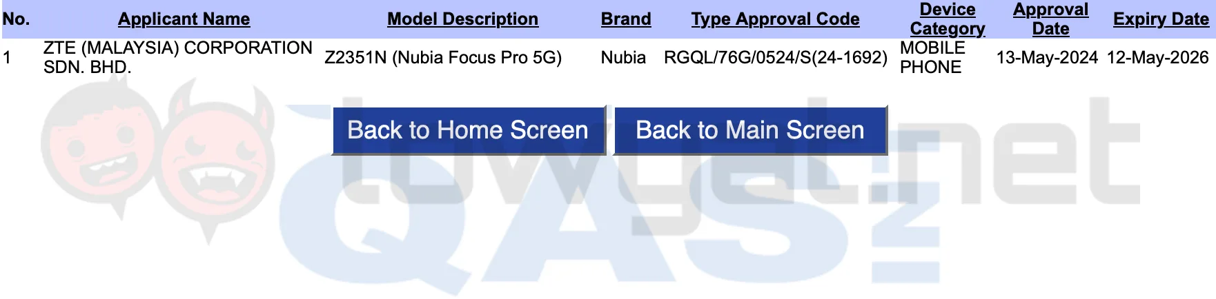 nubia focus pro sirim