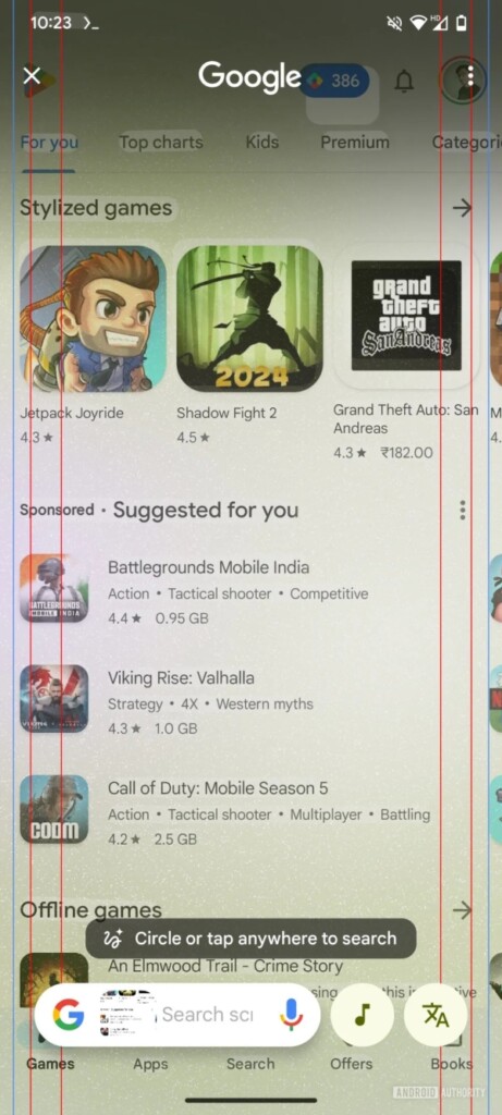 Circle to Search Audio Search button