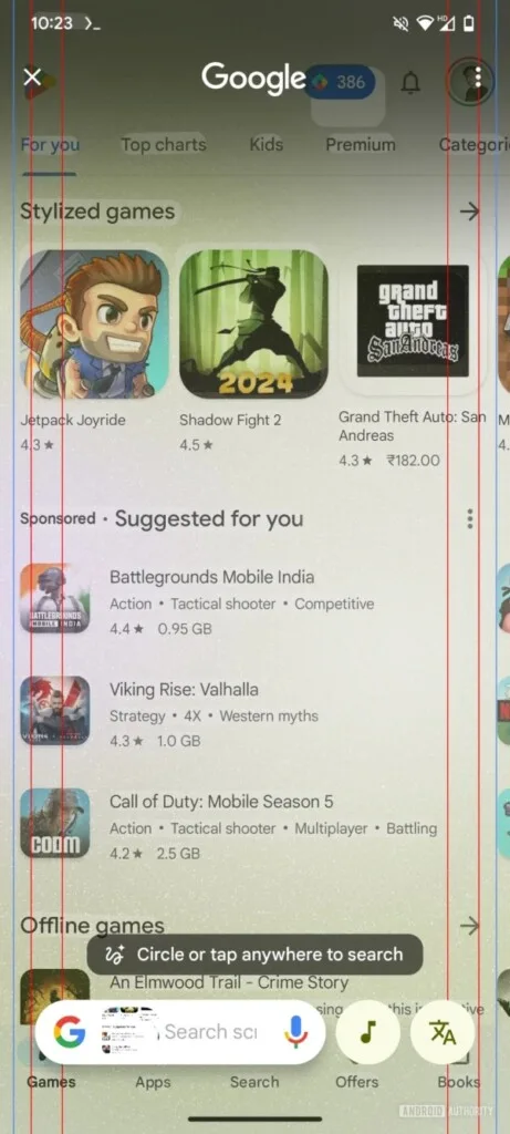 Circle to Search Audio Search button