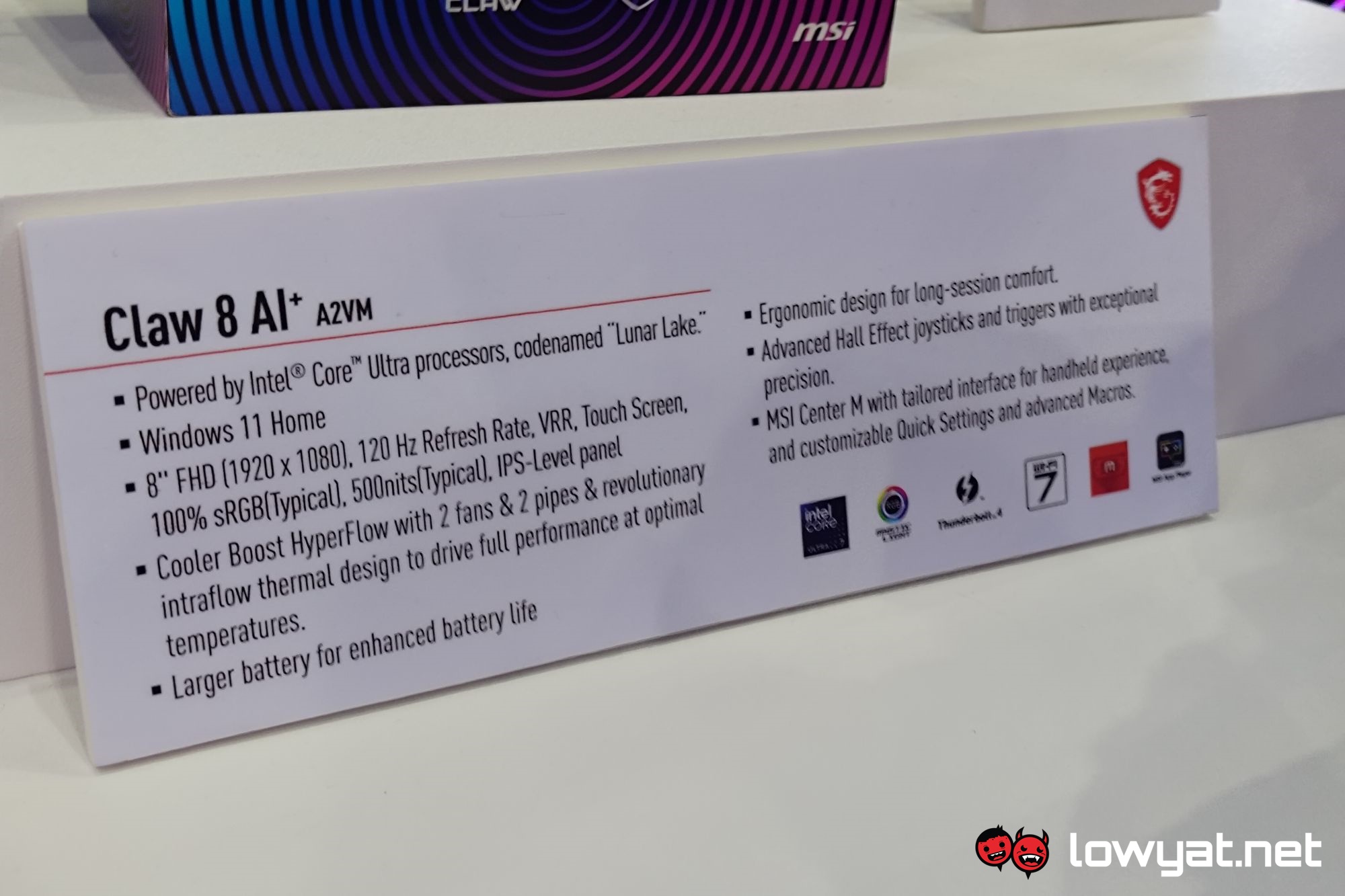 MSI Claw 8 AI Plus specs