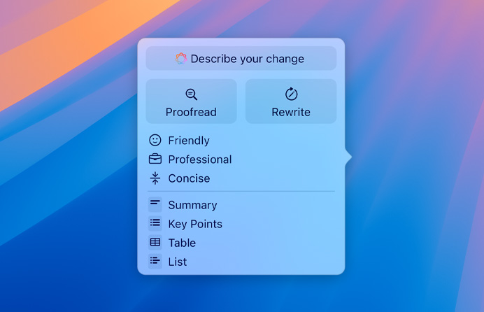 apple intelligence writing tools