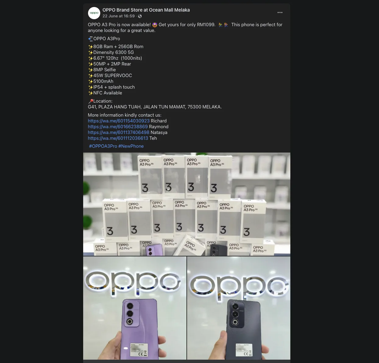 oppo a3 pro melaka
