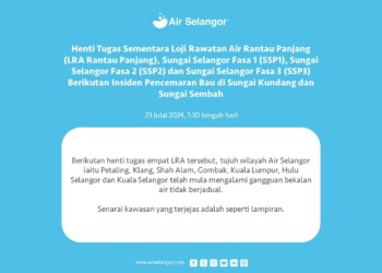 Air Selangor 23 july water disruption